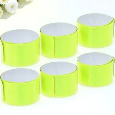 6 قطع من أساور المعصم العاكسة عالية الوضوح للسلامة لركوب الدراجات والجري وركوب الدراجات وحزام ذراع عاكس