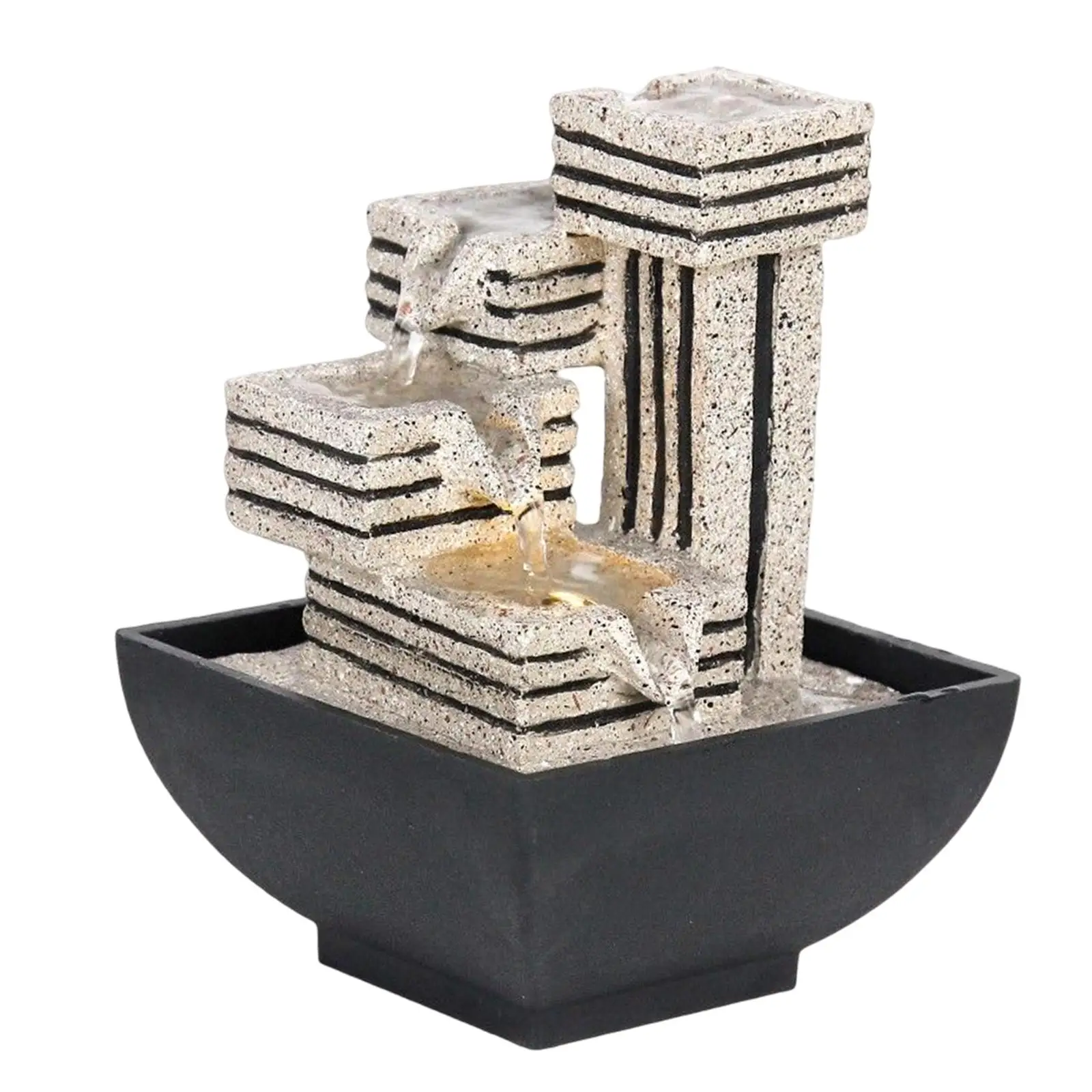 4 Tiers Indoor Water Fountain Waterfall Fountain Tabletop Fountains Submersible Pump Decorative for Relaxation Desk Decoration