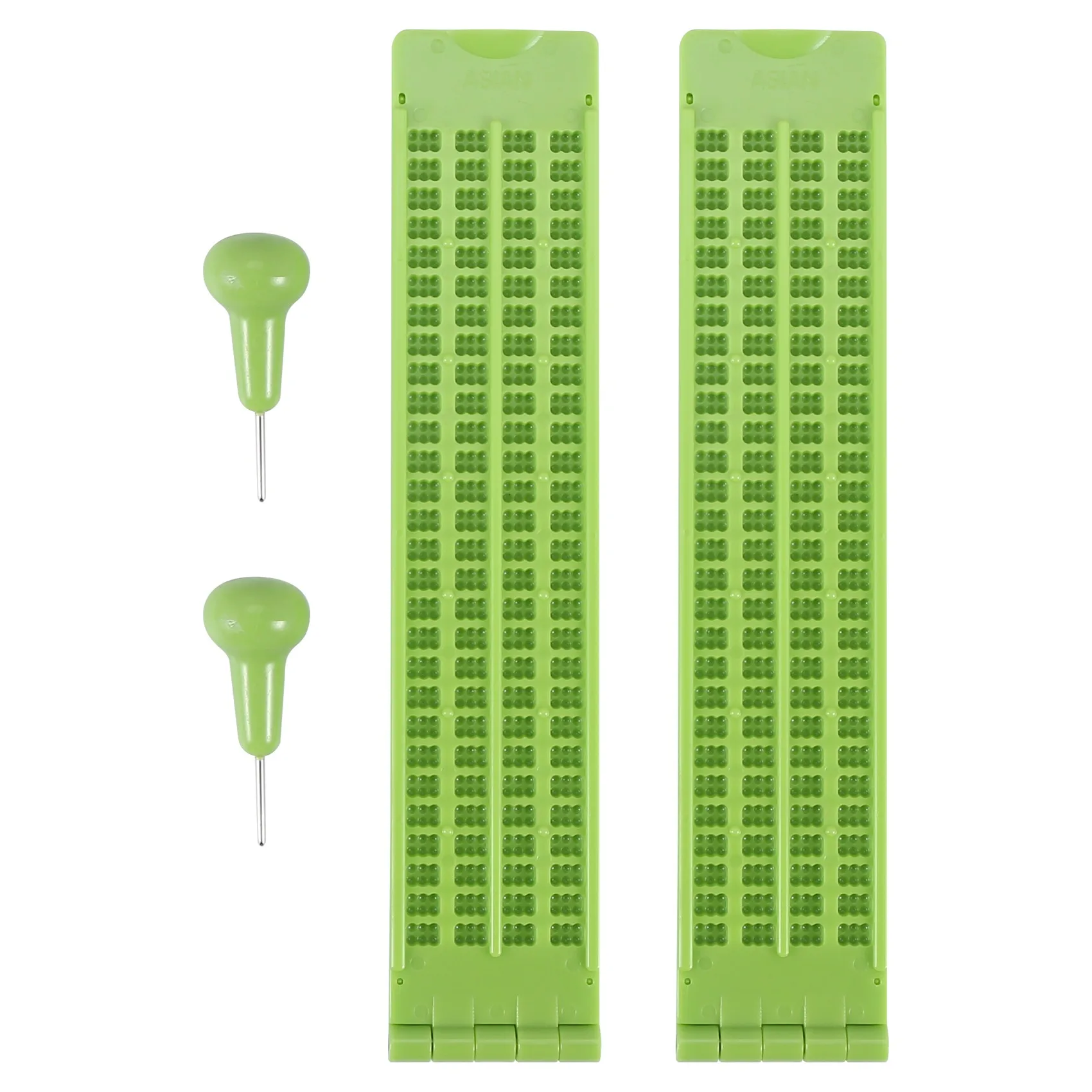 4 Lines 28 Cells Braille Slate Braille Writing Slate Plastic Braille Slate Kit, Green (2)