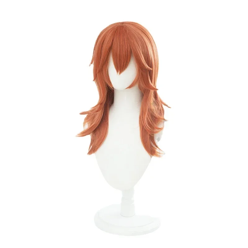 Anime Chainsaw Man Angel Devil Cosplay Peruca, Cabelo Sintético Resistente ao Calor, Laranja e Marrom, Halloween Party Wig, Boné, 60cm