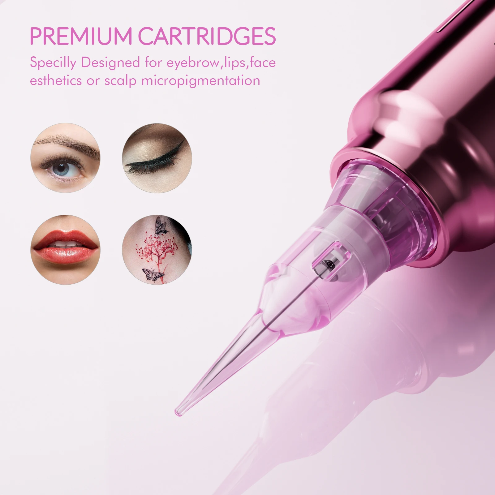 20PCS Biomaser Pinky Pro Cartridge Needle Original Sterilized Tattoo Needle 1RL 3RL 11U for Eyebrows Lip Permanent Makeup Tattoo