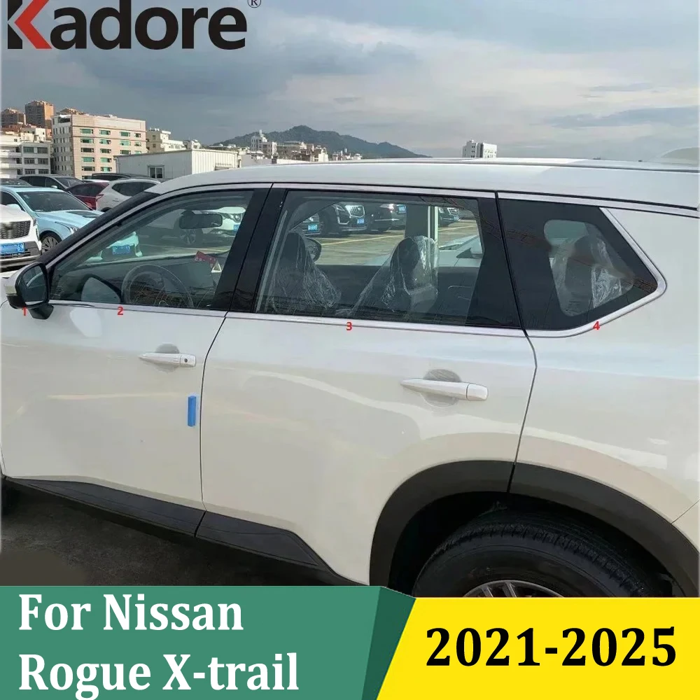 

For Nissan Rogue X-trail 2021-2025 Stainless Steel Car Window Bottom Moulding Strip Trim Frame Sticker Exterior Accessories