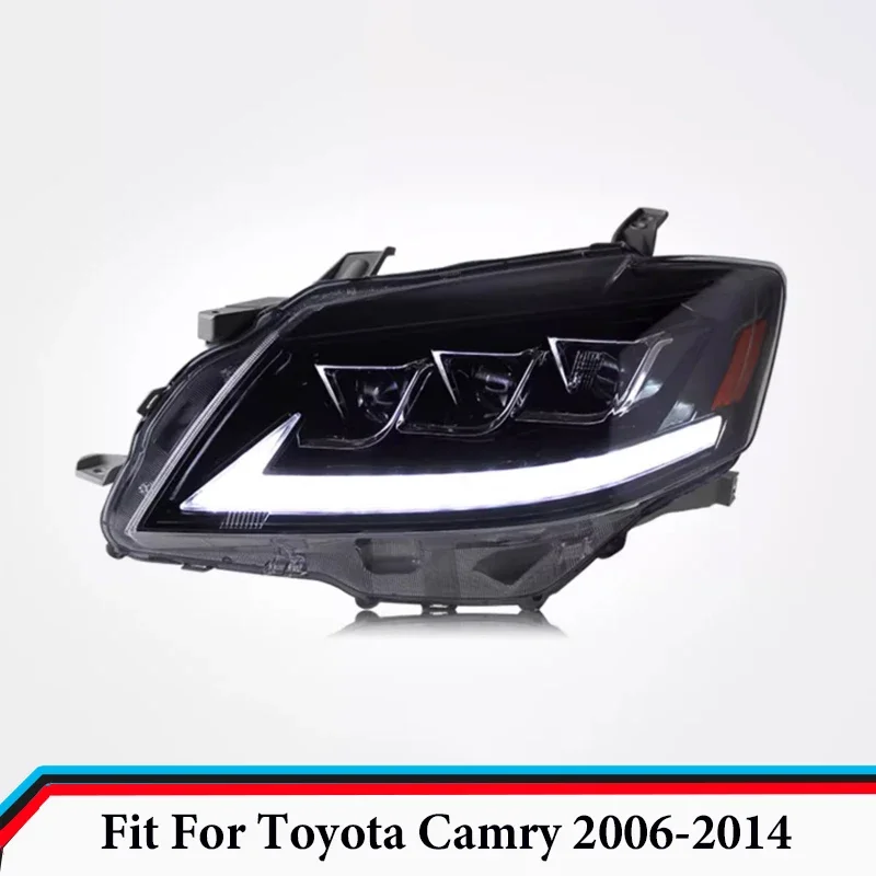 Headlight Assembly Fit for Toyota Camry 6th Generation 06-14 Modified LED Daytime Running Lights and Running Water Turn Signals