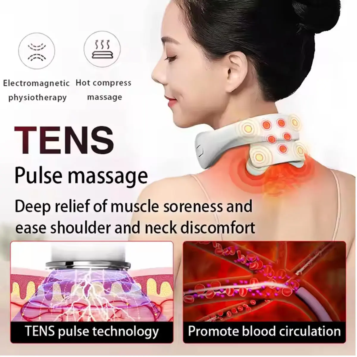 

Neck Massager EMS Electric Massager With Vibration Multiple Mode Cervical Deep Massage for Neck and Shoulder relaxation