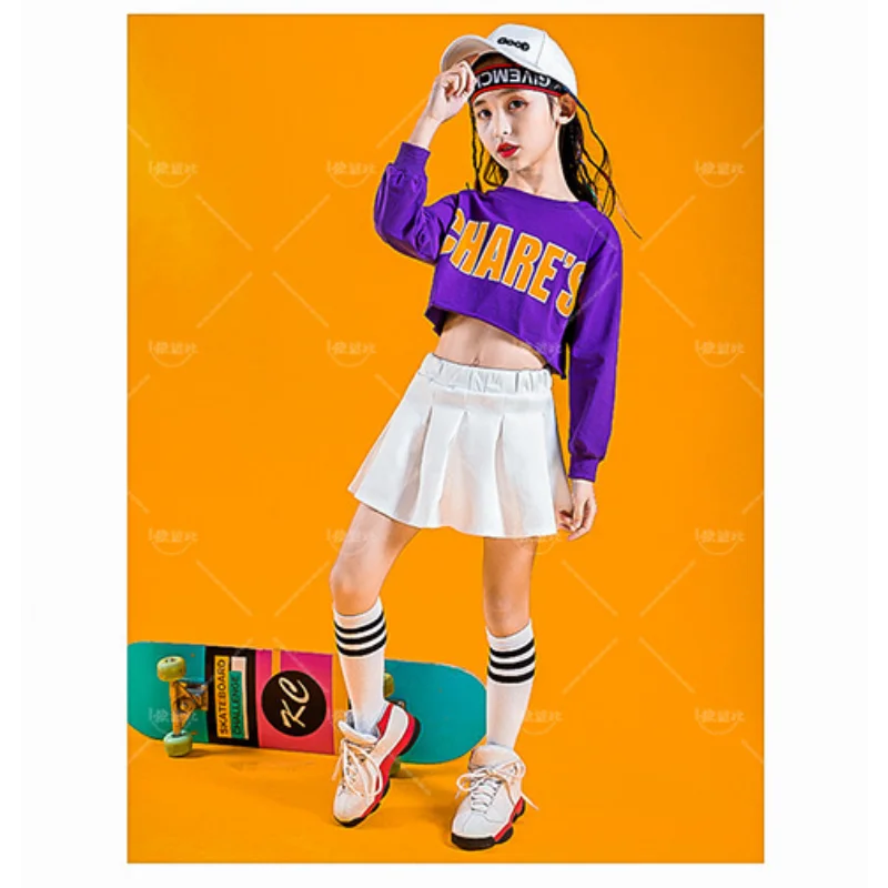 Children's Dance Hall Costumes, Street Dance Costumes, Hip-hop Skirts, Fashionable Shirts, Girl Costumes, Jazz Dance Costumes