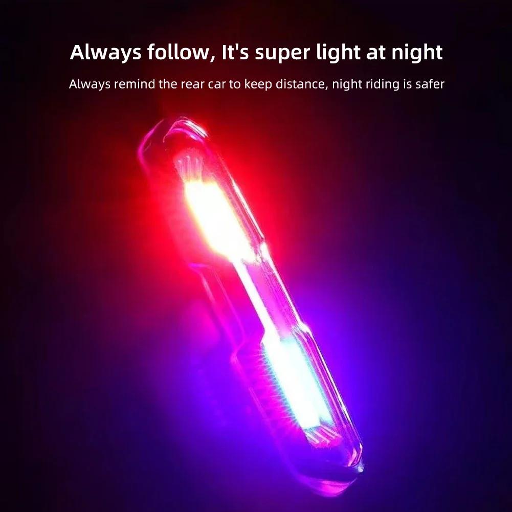 Luces traseras de advertencia impermeables para bicicleta de montaña, luz trasera COB para correr, montar en bicicleta, recargable por USB