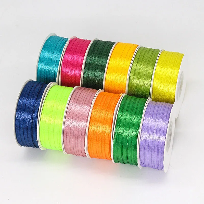 3mm 100Yards/roll palloncino a nastro sottile nastro a corda colorata nastro a doppia faccia per confezioni regalo fiocchi per capelli artigianato