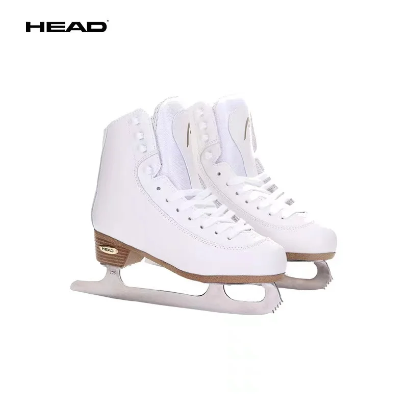 Chaussures de patinage sur glace en cuir véritable, chaussures d\'hiver d\'extérieur avec lame de glace véritable, chaussures de sport épaisses et