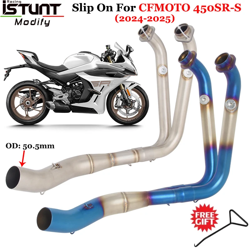 

Motorcycle Exhaust Systems Slip On For CFMOTO 450SR-S 2023 2024 Stainless Steel Front Mid Link Pipe Escape Connect 51mm Muffler