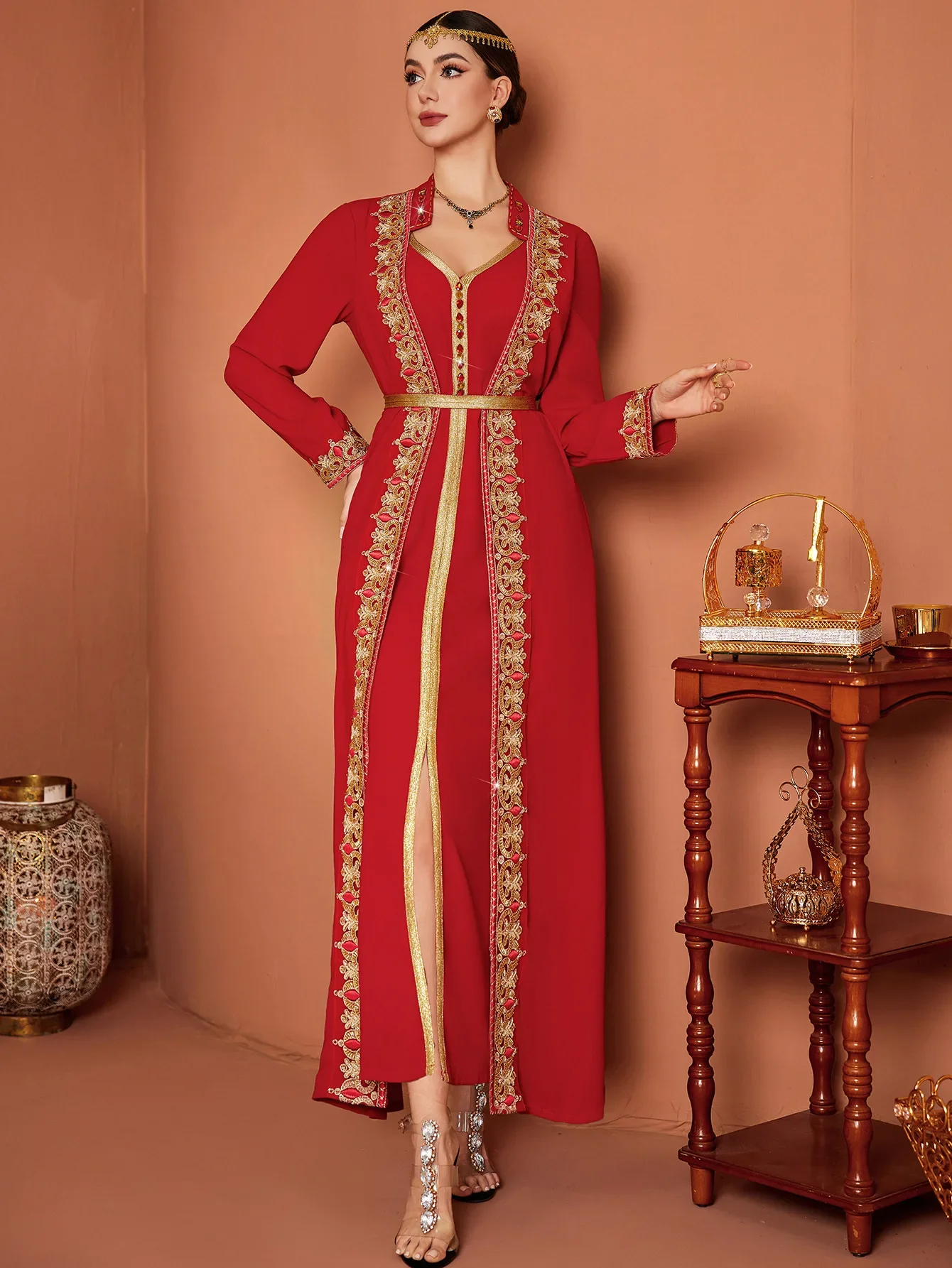 

Мусульманское платье Ид, женское платье Абая с вышивкой, длинные платья из 2 предметов, Vestidos Largos, вечерние кафтан Джалабия, Рамадан, длинный халат 2026