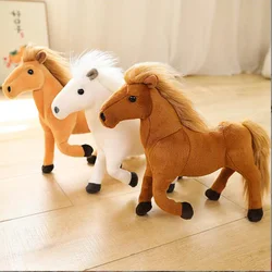 Juguete de peluche para niños, simulación de dibujos animados, Caballo Blanco y Negro