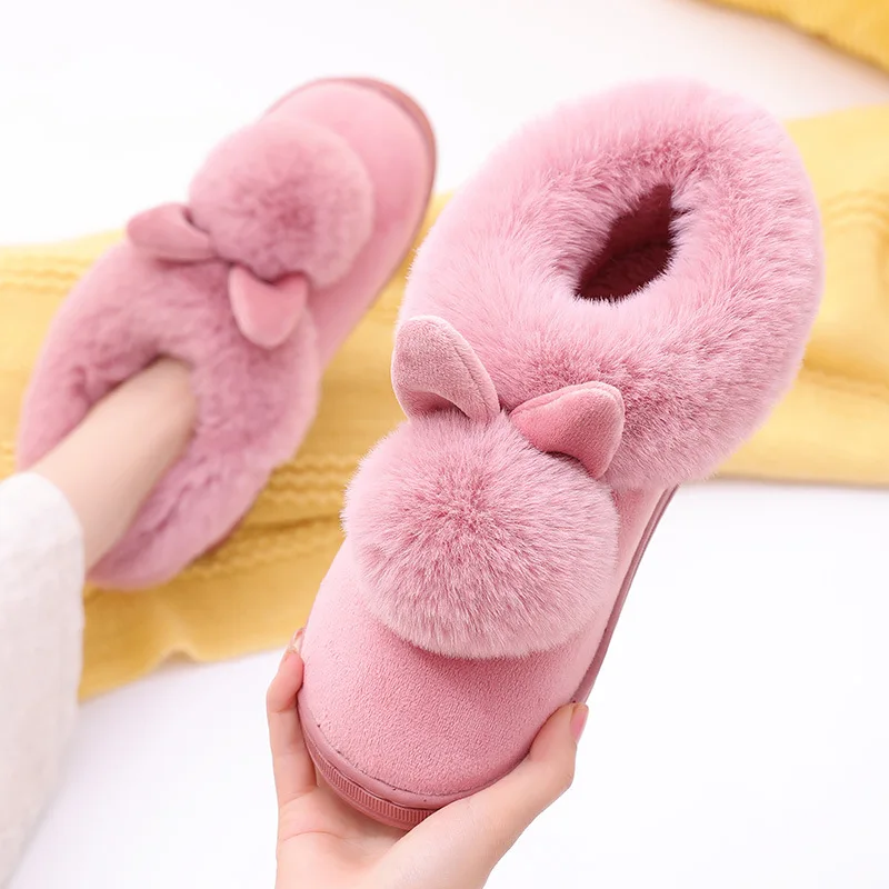 Litfun Women\'s House Fuzzy Slippers Couple Indoor Anti-skid Plush Lined Bedroom Slides Winter Comfy Warm Fur Fluffy Cotton Shoes