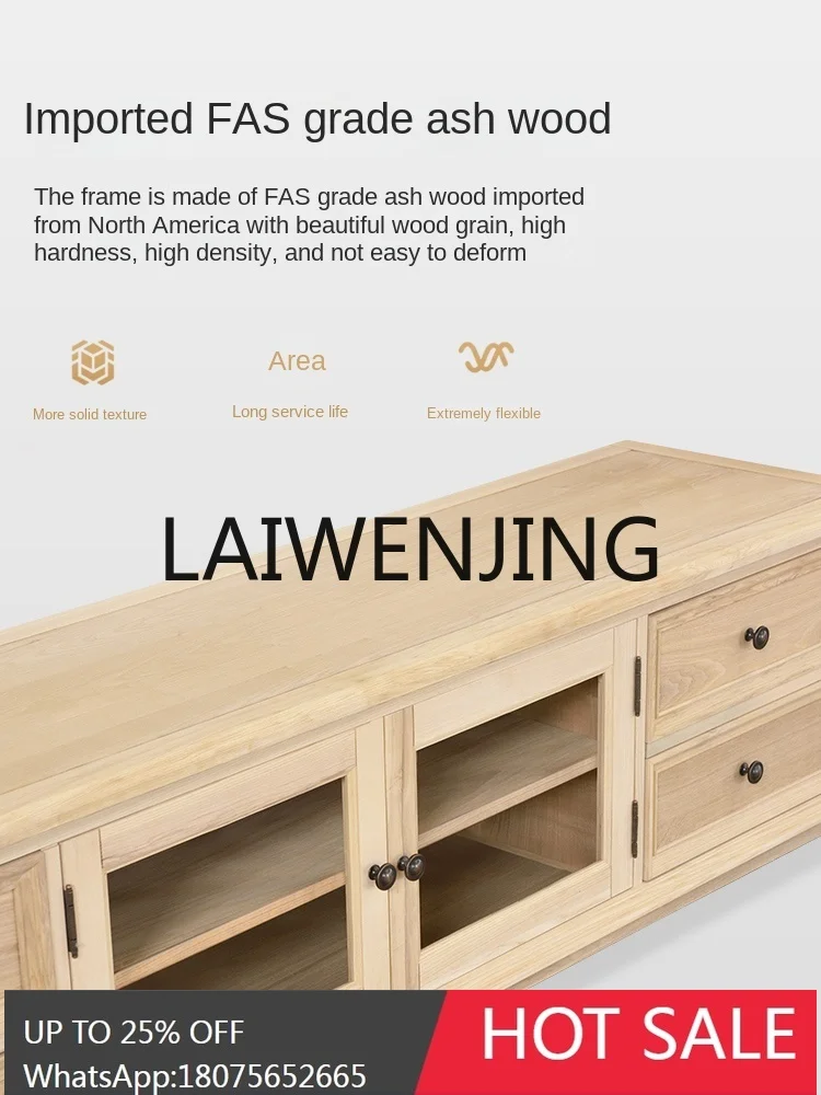 RWJ American Style Solid Wood TV Cabinet Living Room Small Apartment Log Hot Sale List Furniture
