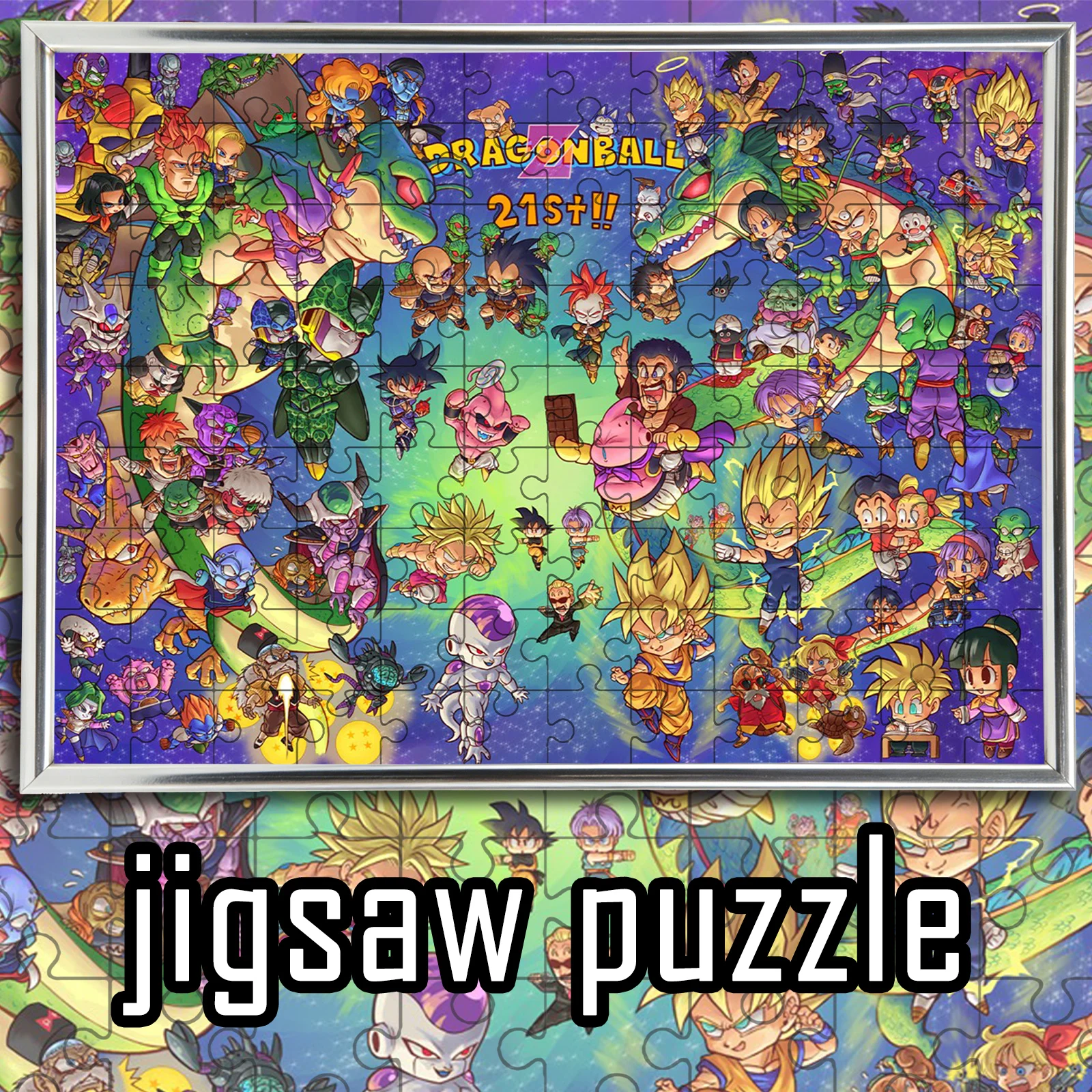 

Милый деревянный пазл в стиле чиби по мотивам Dragon Ball Z с полным составом персонажей, 108-1000 деталей, для домашнего декора