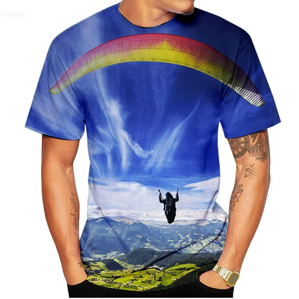 New Extreme Sports Paraglider 3D Print T-Shirts Summer Men Women Short Sleeve T Shirt Oversized Harajuku Tees Tops Kids Clothing