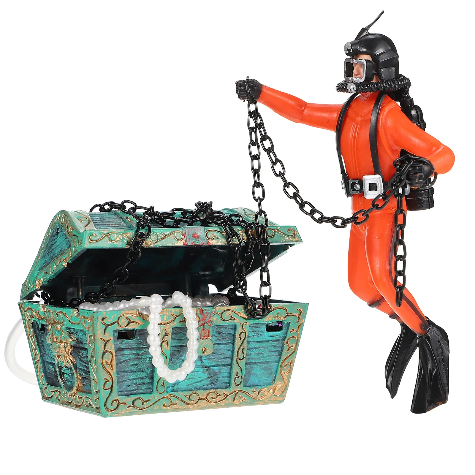 

Aquarium Floating Diver Treasure Box Decor Realistic Fish Tank Decorations Lightweight Stable Ornament Aquarium Decorations