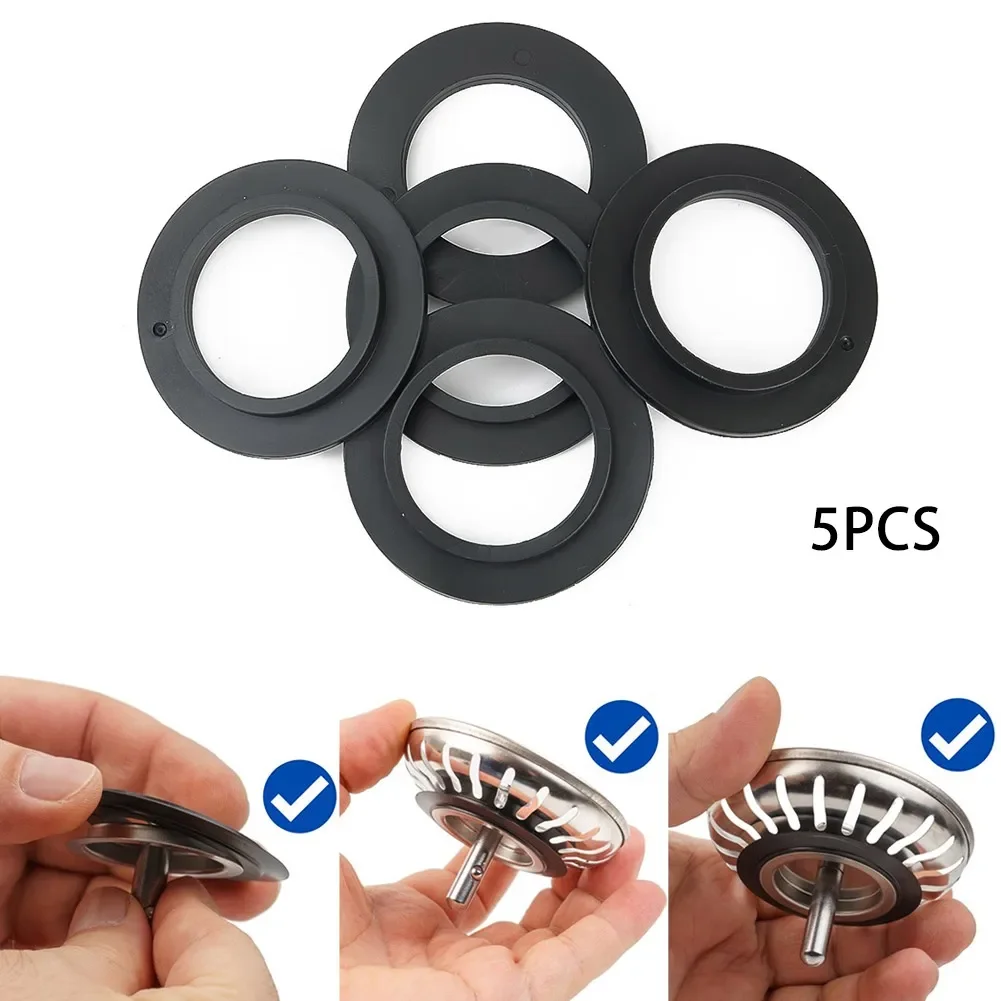 5 PCS Rubber Seal Washer Gasket O Ring Seal Gasket Assorted Basket Strainer Washers Replacement Washer Round Shape Black