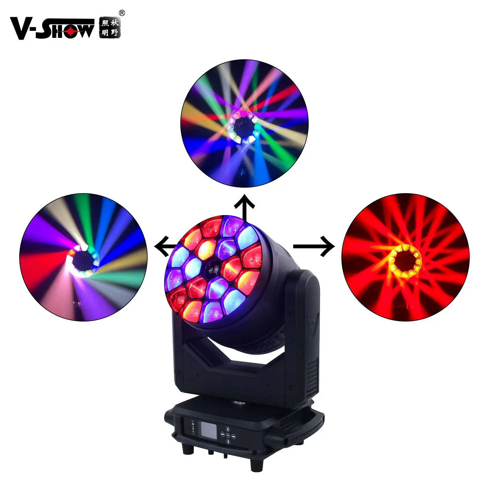 VSHOW R1940L 2pcs with case 19*40W RGBW 4in1 Big Bee Eye LED Zoom Wash Moving Head Light For Bar DJ Club