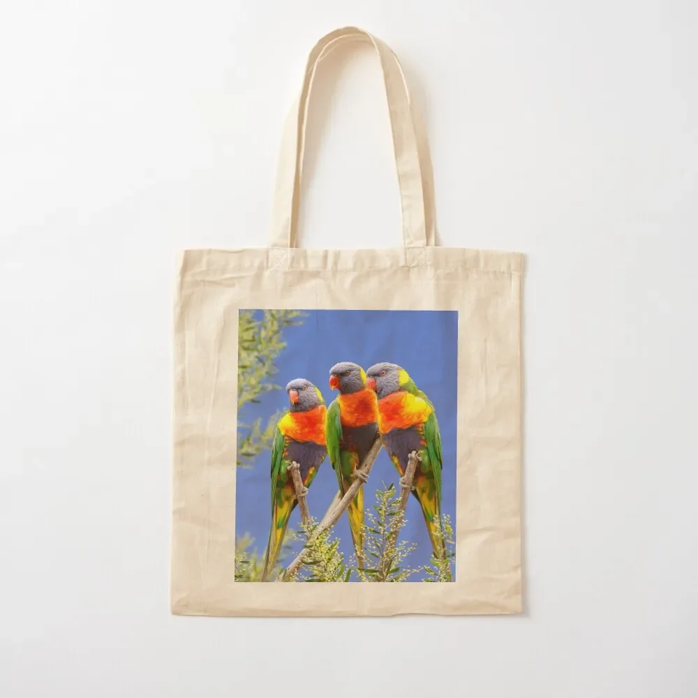 Rainbow Lorikeet Love, Australian Birds, Bright and Colorful Birds with personality and sparkle Tote Bag canvas tote Tote Bag