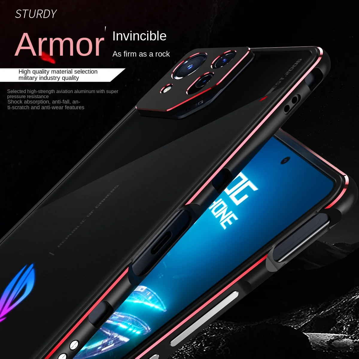 For Asus ROG Phone 8 Pro AI2401 Bumper Ultra Thin Metal Frame Hard Cover for Asus ROG Phone 8 Pro 5G with Camera Lens Protector