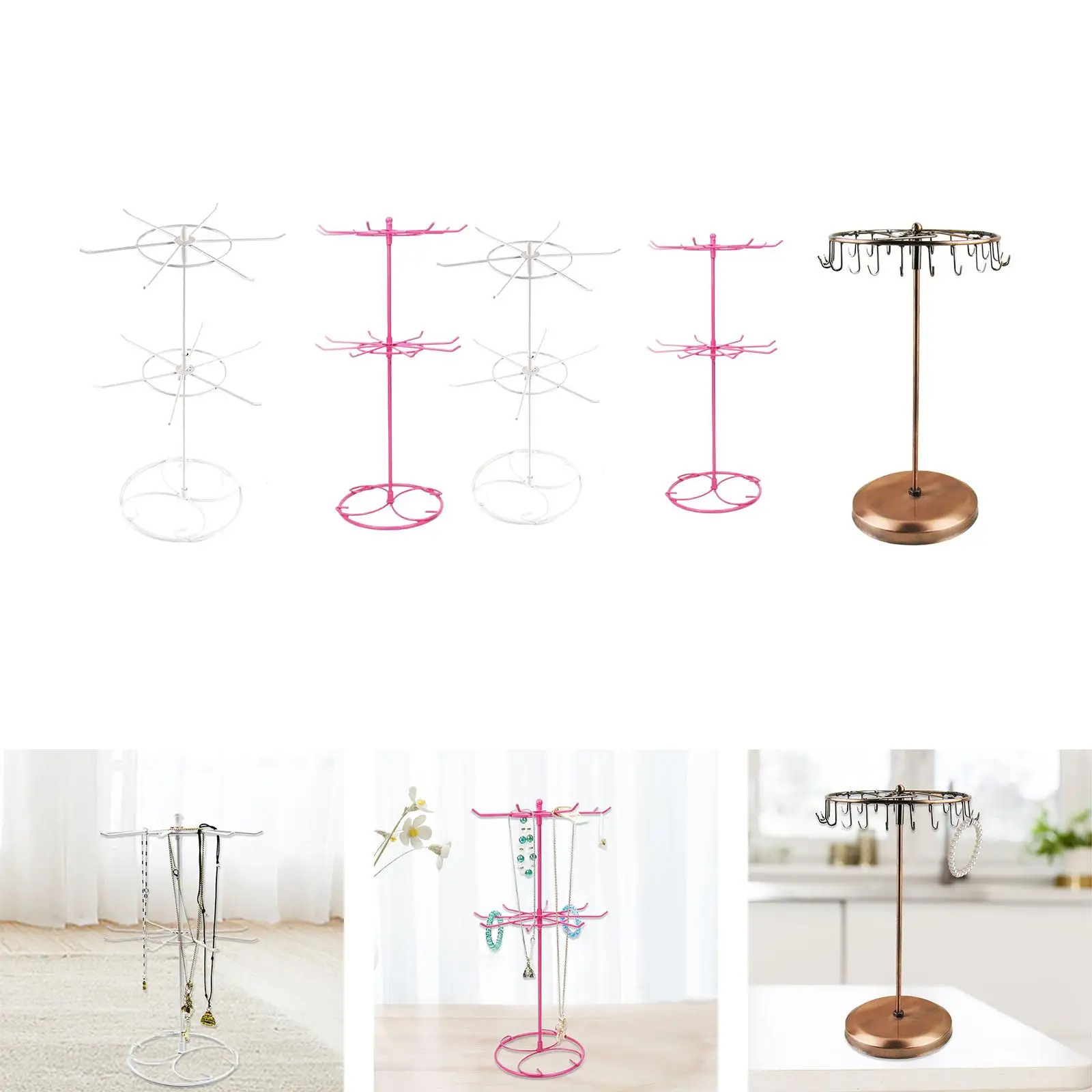 Jewelry Rack for Displaying Bracelets, Rotating Stand with Hooks for Jewelry