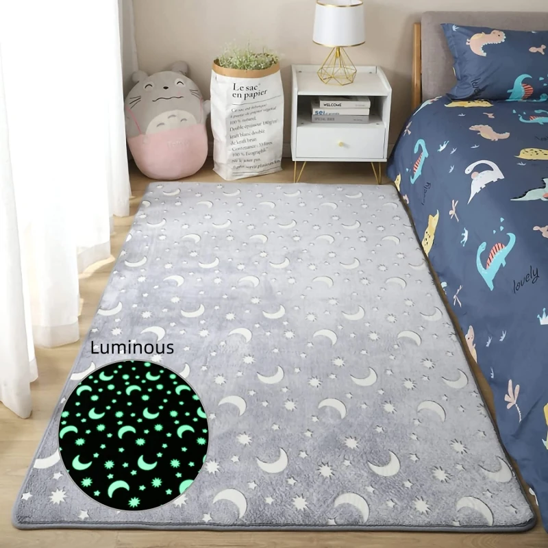 Alfombra luminosa para sala de estar, alfombra suave de felpa para habitación de niños, alfombras de piso esponjosas para cabecera, alfombra