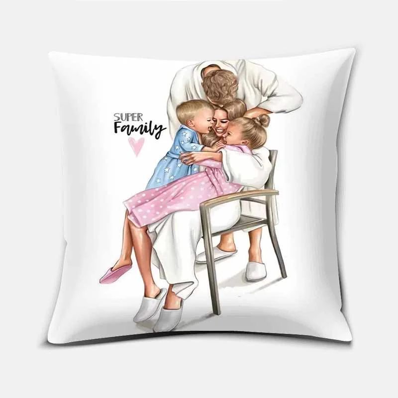 Fashion mom print square pillowcase home decoration car sofa cushion cover 60x60cm funda de almohada