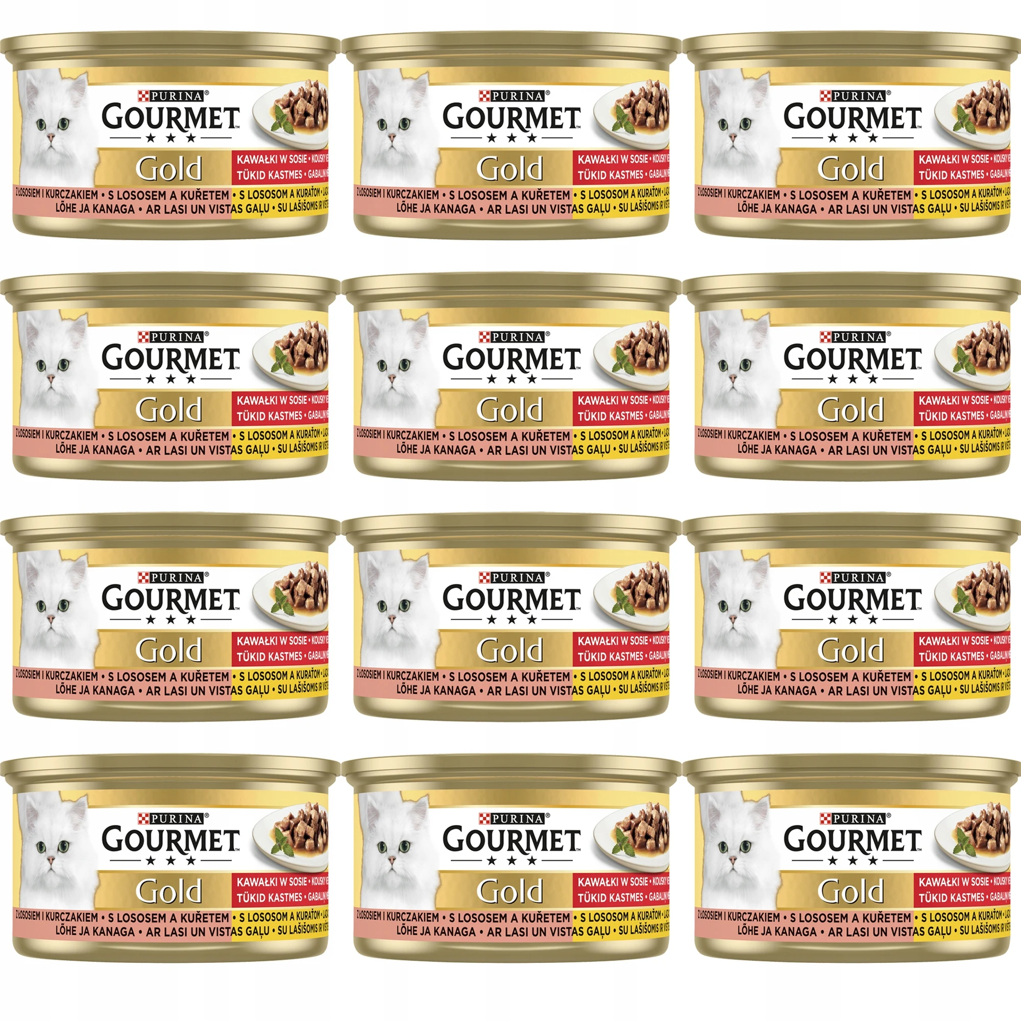 Gourmet Gold Salmon and Chicken Cat Food in Sauce 85 g x 12 Pieces