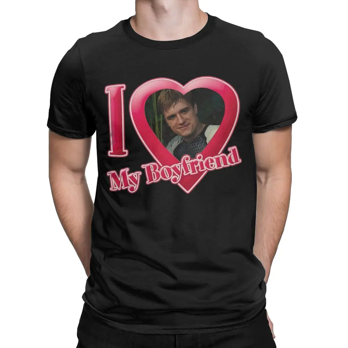 

I Love My Boyfriend Josh Hutcherson T-Shirt for Men Actor Cotton Tees Crew Neck Short Sleeve T Shirts Graphic Printed Clothing