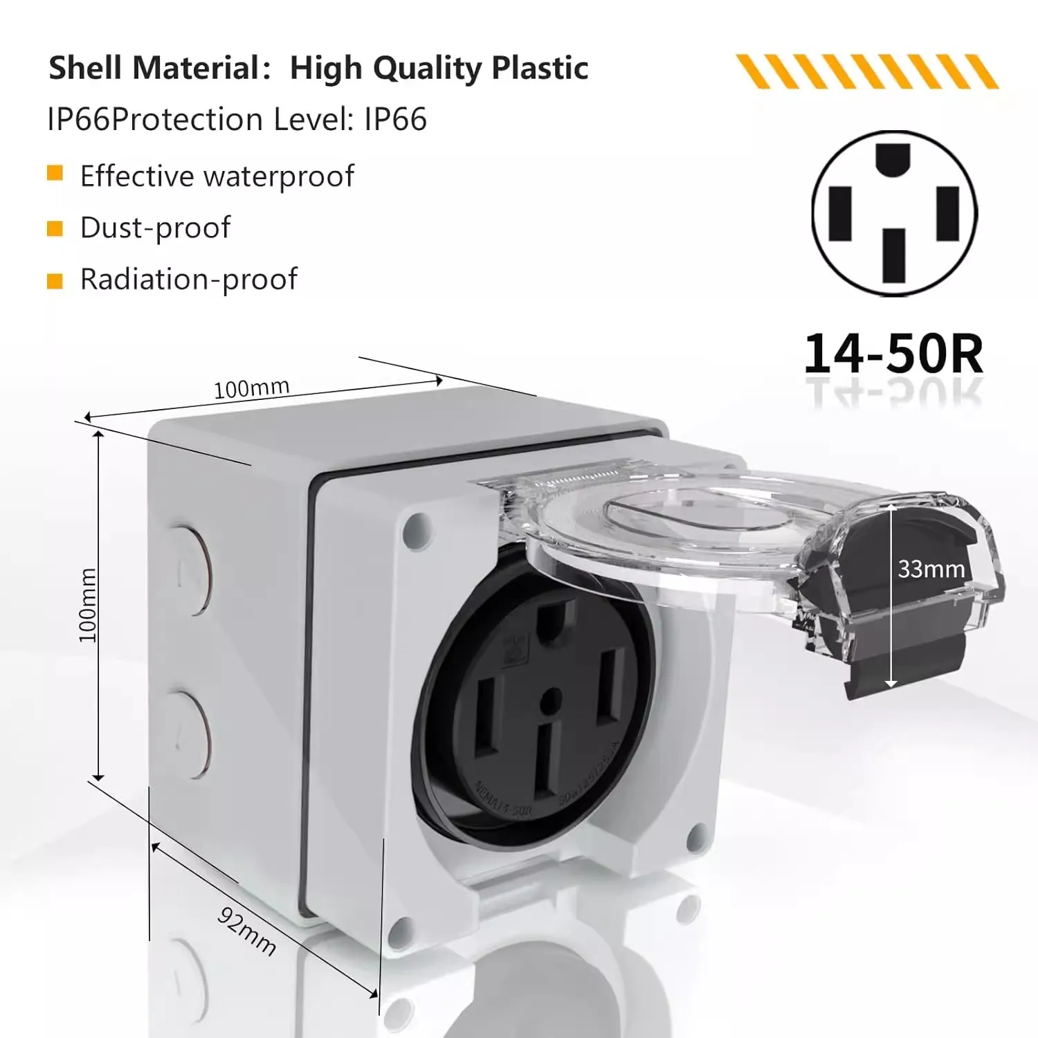 

US standard 14-50R charging pile outdoor waterproof socket 50A RV new energy suitable for Tesla charging socket