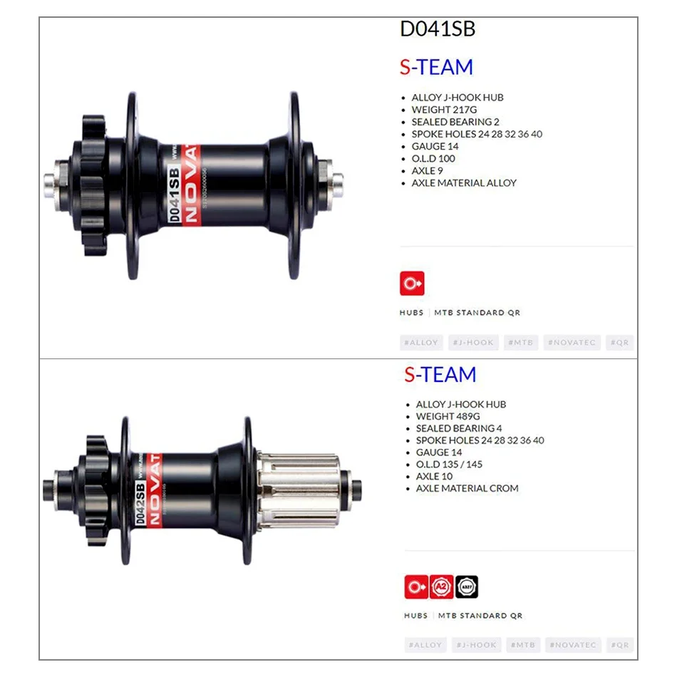 NOVATEC Mountain Bike Hub D041SB D042SB 32/36 Holes Mtb Bushing for 8/9/10/11 Speed MTB Disc Brake Hub Mtb Hubs 32H mtb hubs