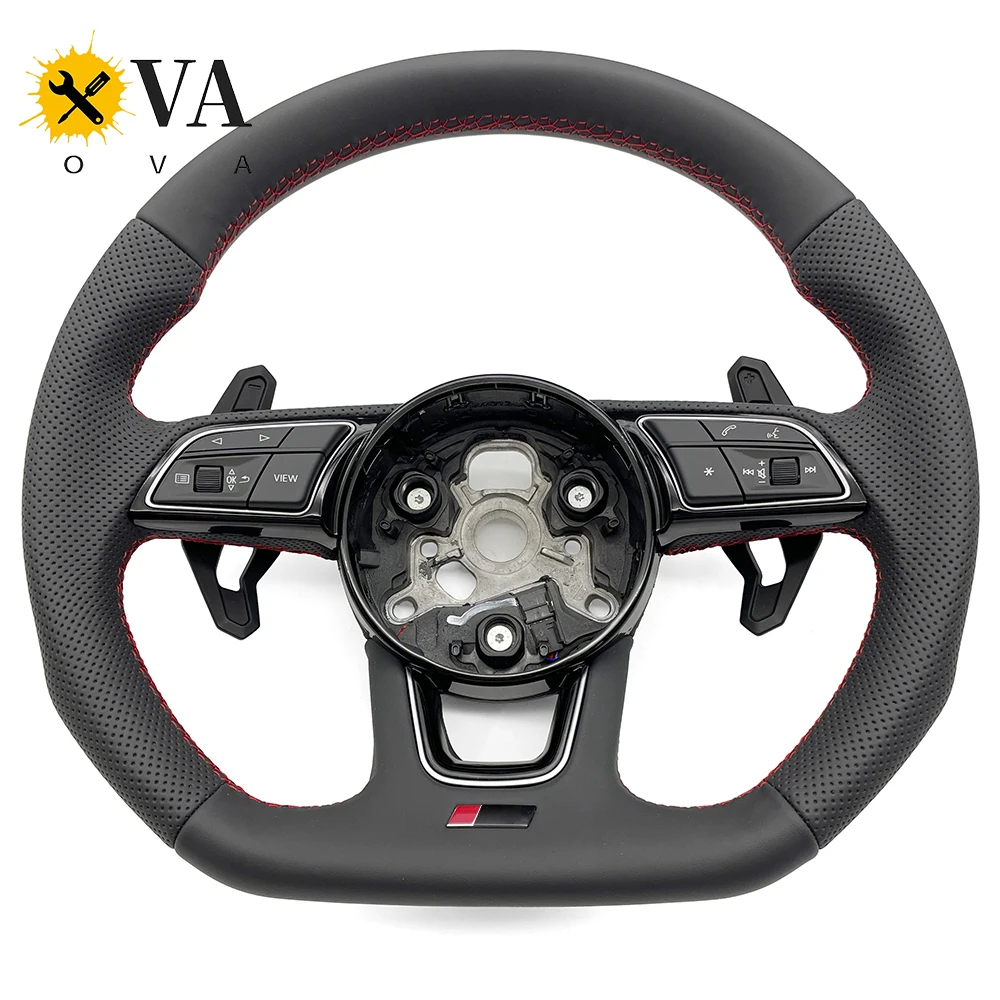 

Leather Steering Wheel for Audi A3 8V A4 B9 A5 A6 A7 Q3 Q5 Q7 Perforated Steering Wheel Flat Bottom Steering Wheel