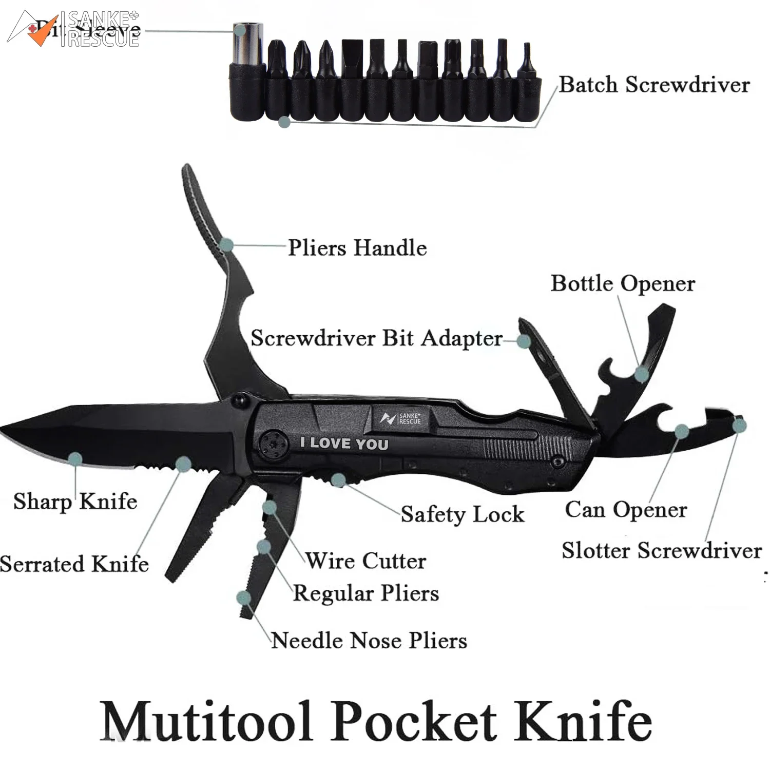 Imagem -02 - Multifuncional Folding Tactical Army Knife Canivete Portátil de Camping ao ar Livre Ferramenta de Combinação de Emergência Aço Inoxidável