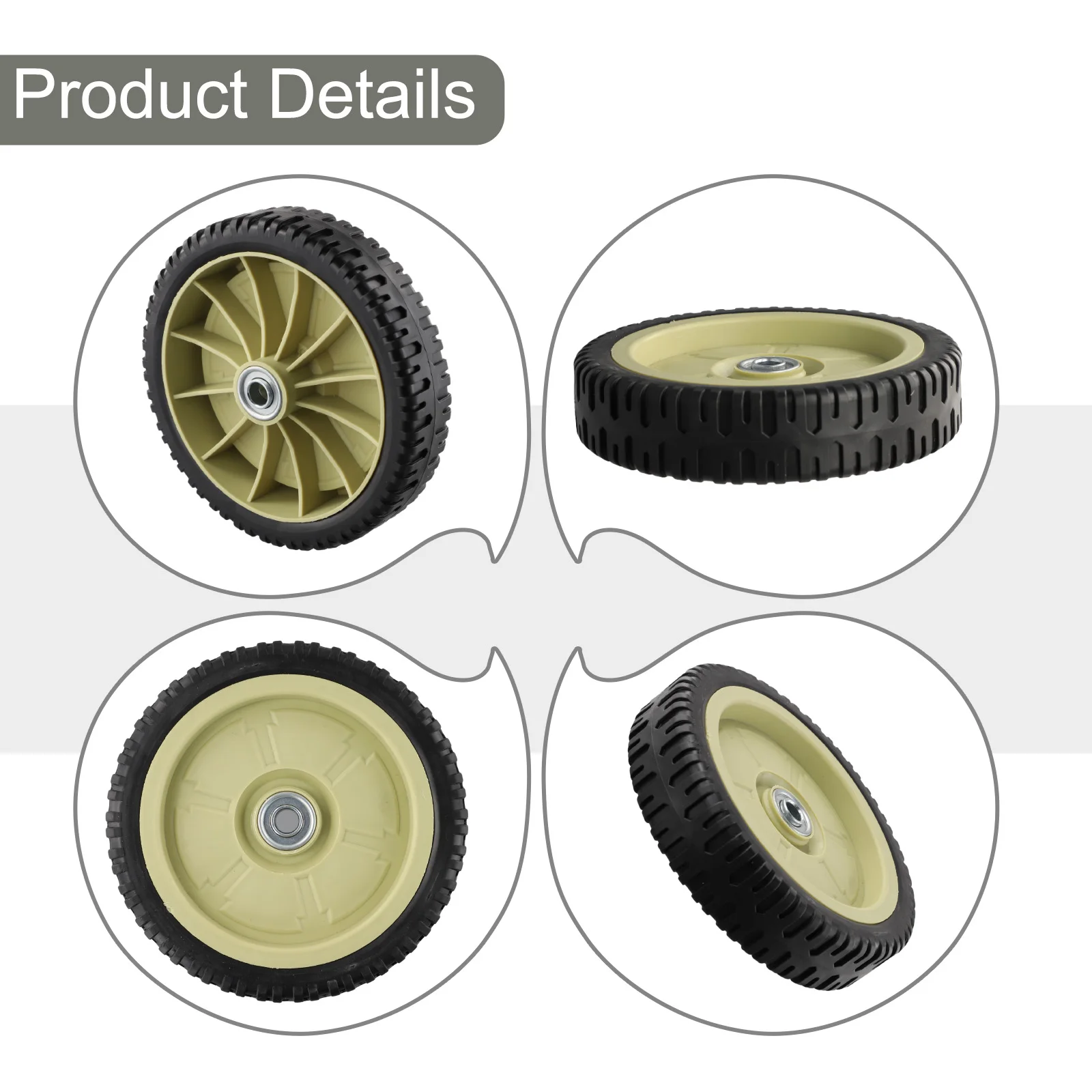 For Garden Maintenance Rubber Material Lawn Mower Wheel Smooth Maneuverability Wheel Rubber Material Smooth Navigation