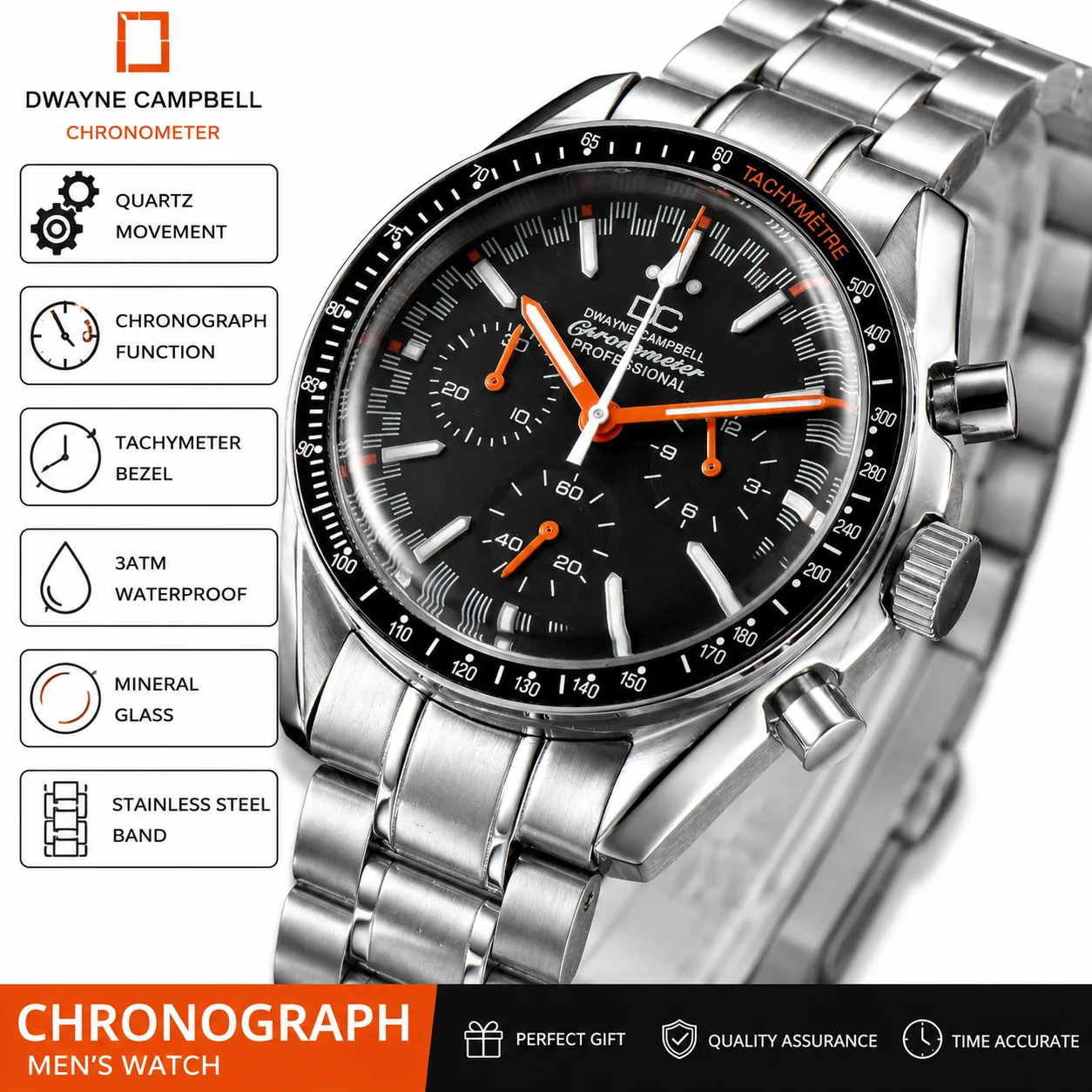 

For VK63 Customized Logo Watch 40mm Waterproof Chronograph Men Moon Quartz Watches Modified Custom Panda Watch dial Wristwatches