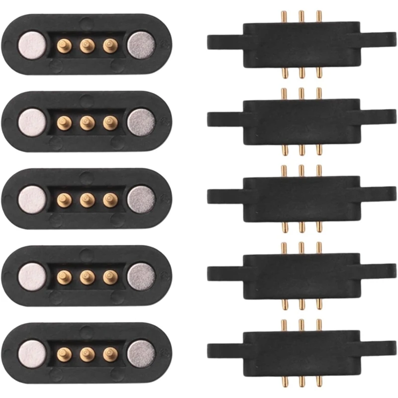 20 Paare 3-poliger feder belasteter magnetischer Pogo-Pin-Stecker 3 Positionen Magneten abstand 2,3mm durch Löcher männliche weibliche Sonde