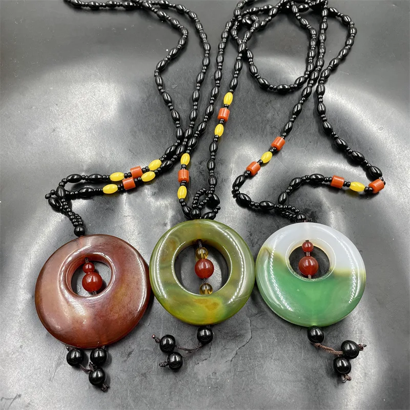 Genuine Natural Red Asymmetrical Sweater Chain, Semi-Green Agate Princess Clasp Necklace, Special Offer