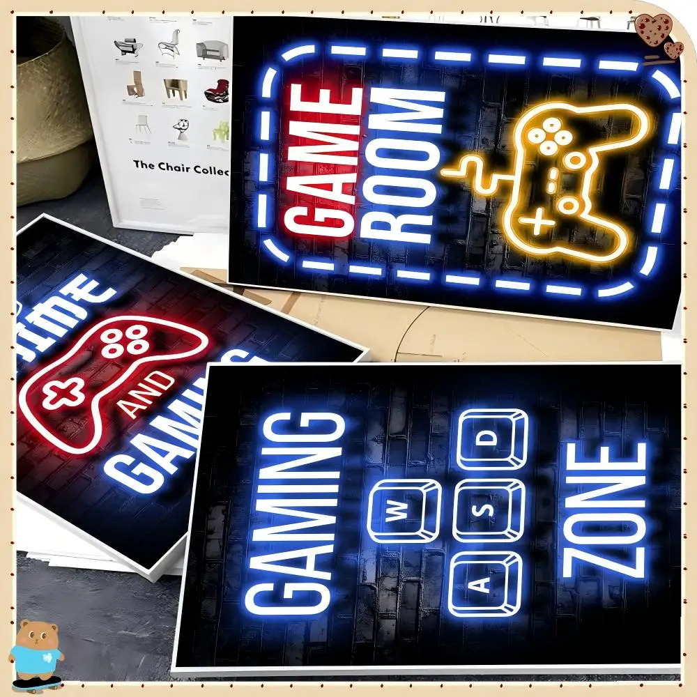 

Posters Vintage Room Home Bar Cafe Decor Kawaii Room Decor Gaming Neon Eat Sleep Game Repeat