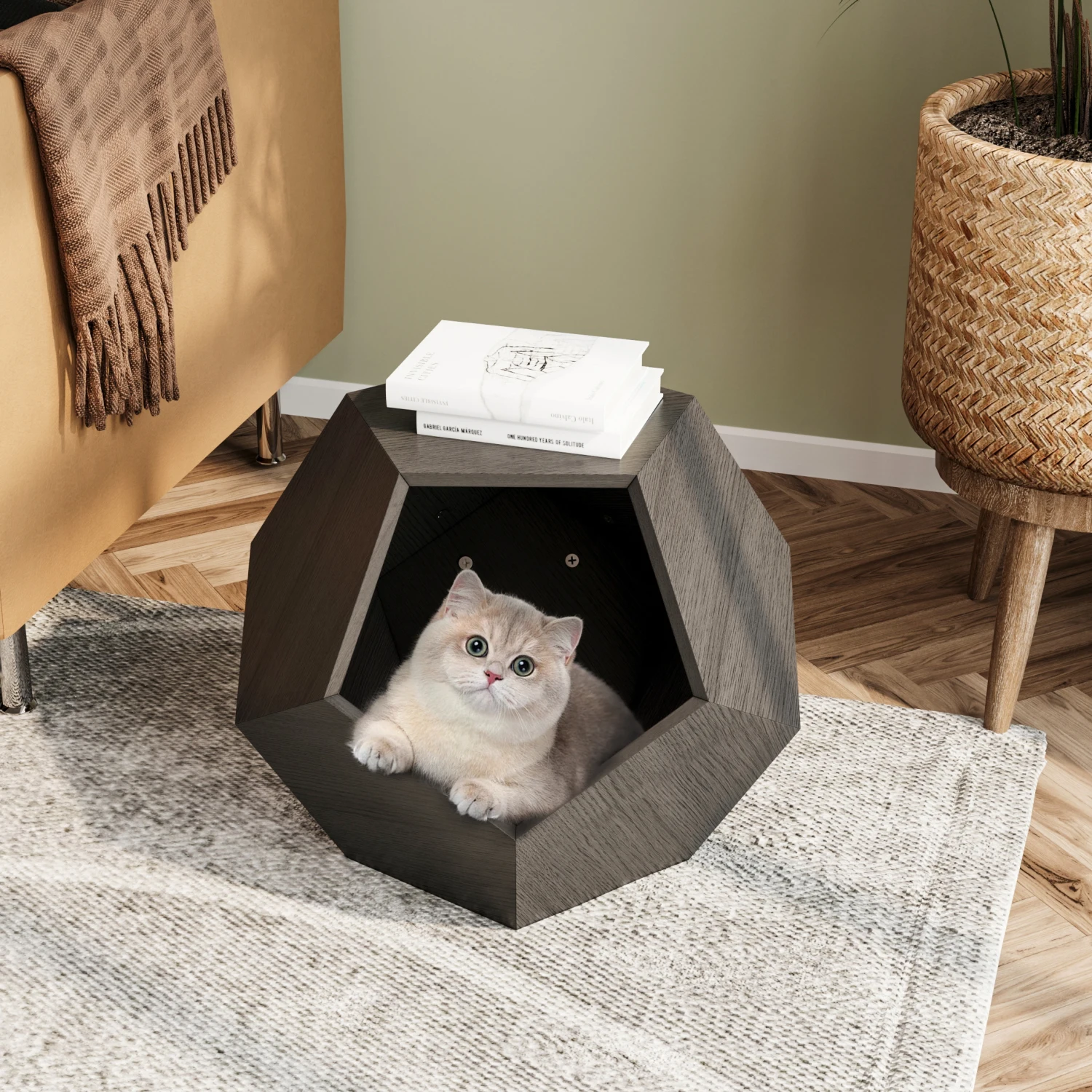 25.98'' Modern Pet Furniture Cat Carrier, Sofa Side Table, Planter MDF Multifunctional Furniture, Burmese Sumac