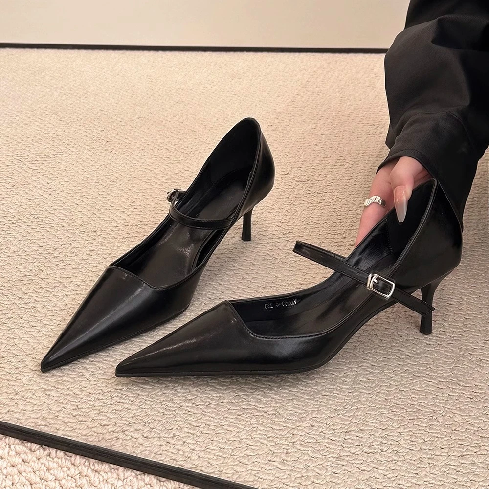 

Designer Vintage Women's Mary Jane Shoes Fashion Shallow Slip on Shoes Elegant High Heels Office Lady Pumps Dress Work Shoe