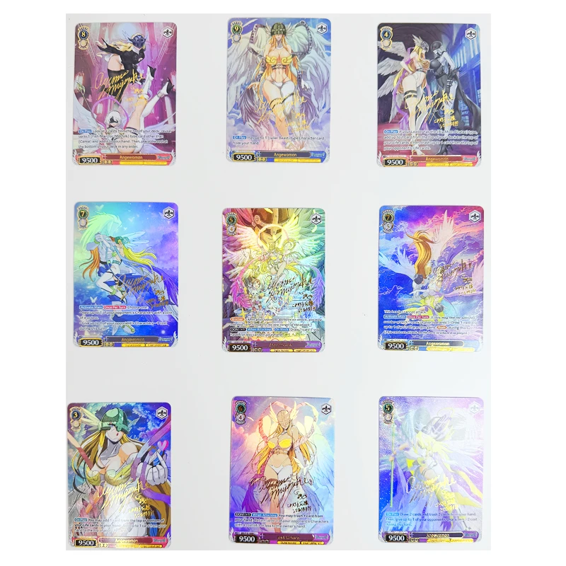 9pcs/set Digimon Digital Monster Angewomon ACG Sexy Toys Hobbies Hobby Collectibles Game Collection Anime Cards