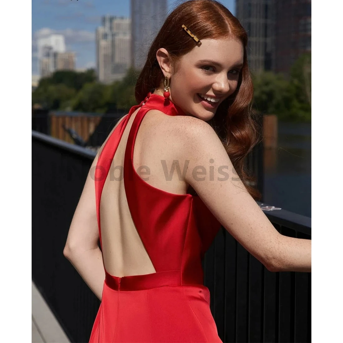 Elegante Satin-Abendkleider, Meerjungfrau, Stehkragen, Seitenschlitz, Partykleid, sexy Ballkleider nach Maß