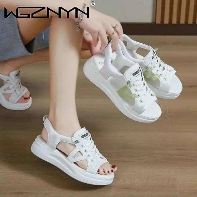 Women\'s Sandals Beach Shoes 2023 Summer Hollow Breathable Casual Sports Sneaker Fashion Female Platform All-match Streeat Sandls