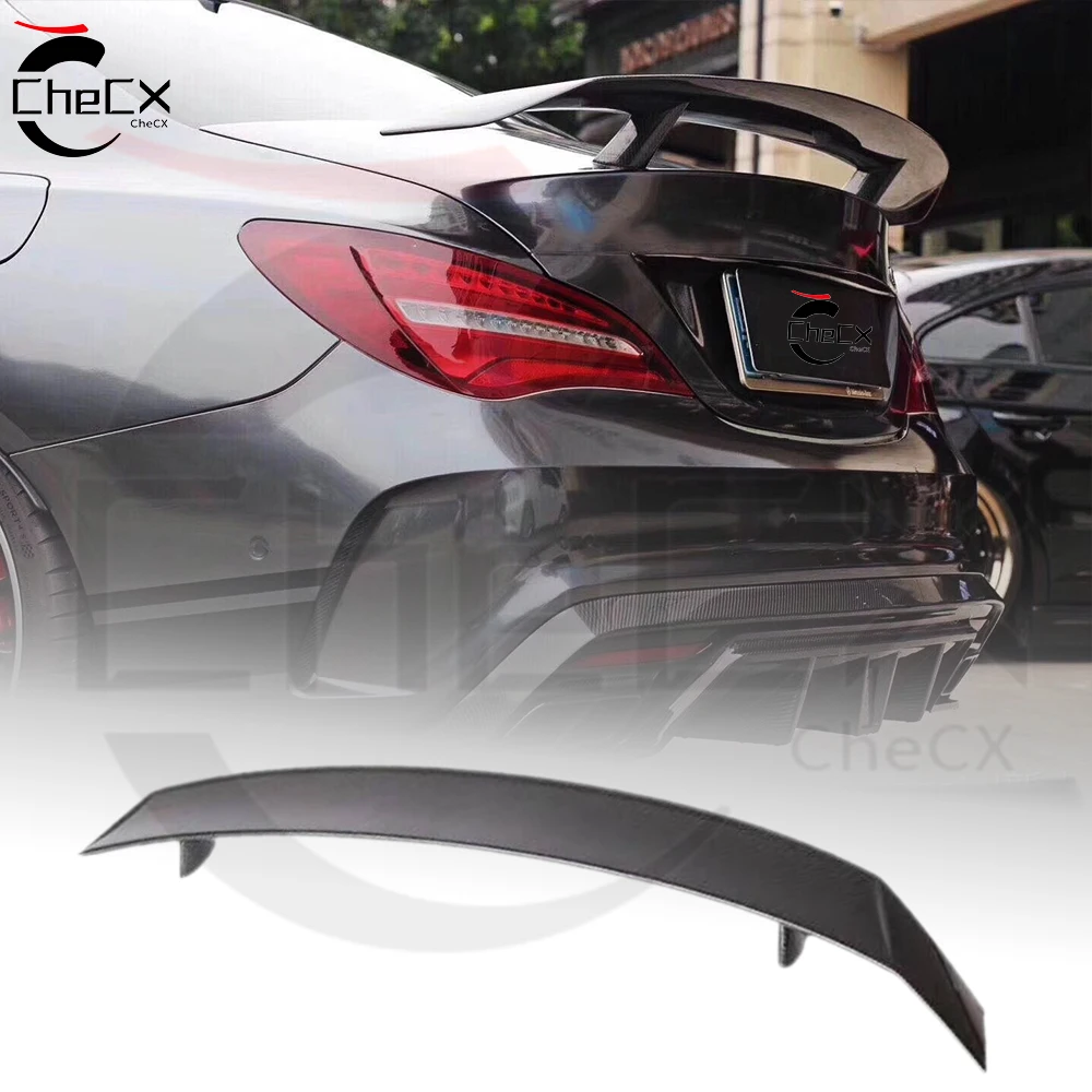 

For Mercedes-Benz 2013-2019 CLA W117 C117 180 200 250 260 CLA45 Carbon Fiber Rear Trunk Lid PK GT Style Spoiler Wings