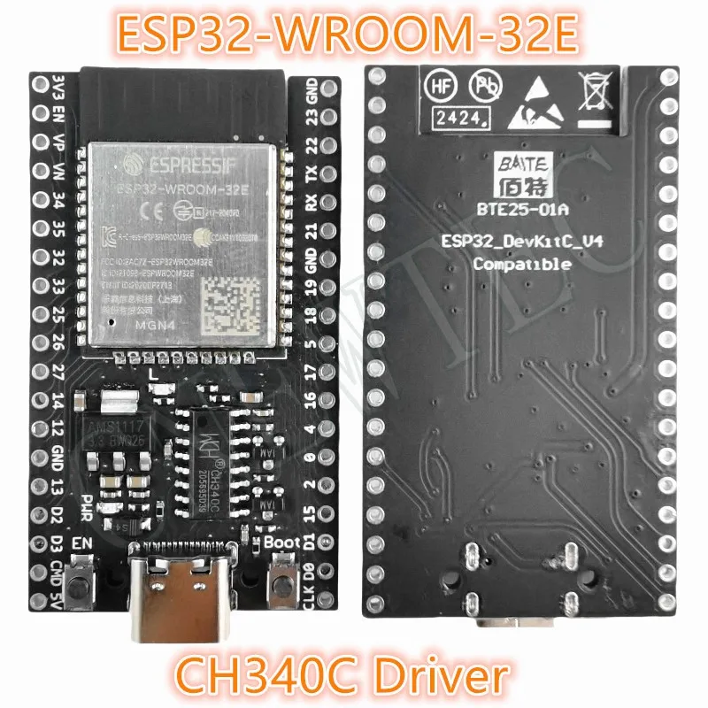 ESP32 DevKitC V4 Dual Core WiFi Bluetooth Expansion Board Ultra-Low Power USB CP2102 Type-C ESP-WROOM-32E 32UE Compatible