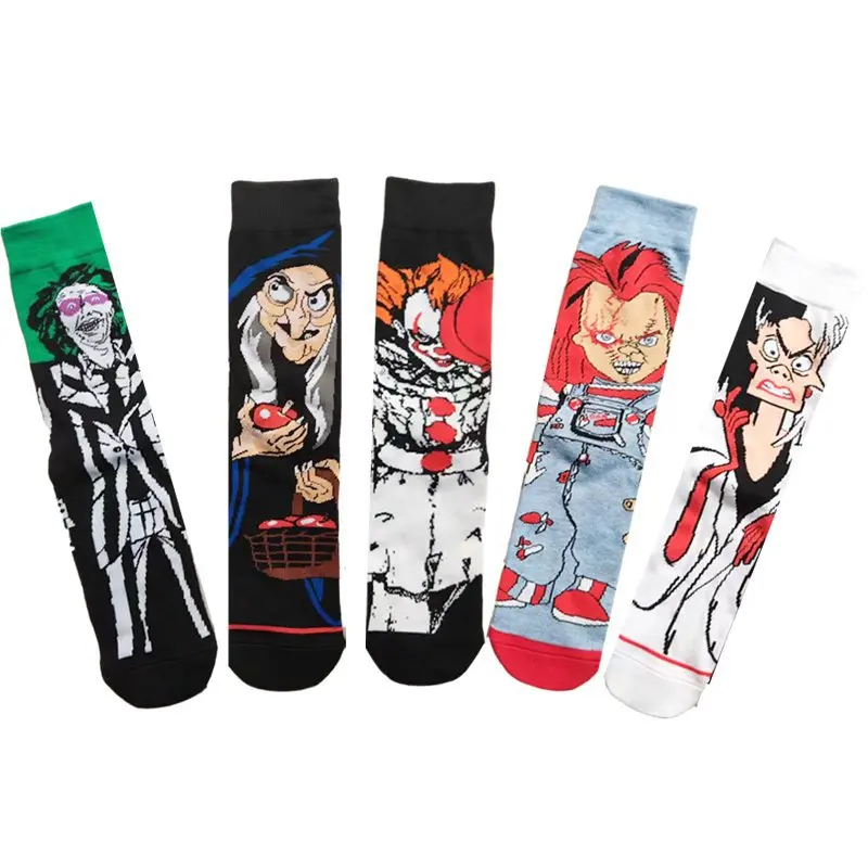 Pennywise Chuck Socks Horror Movie Print Medium Tube Socks Unisex Casual Cotton Socks