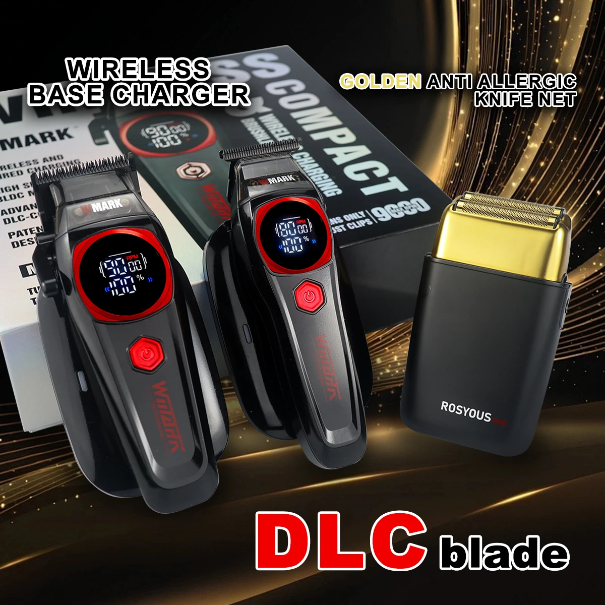 

Professional Barber Cutting Machines Kit Brushless Motor DLC Blade Wireless Base Charger 10000RPM HairCutting Machine Men Barber