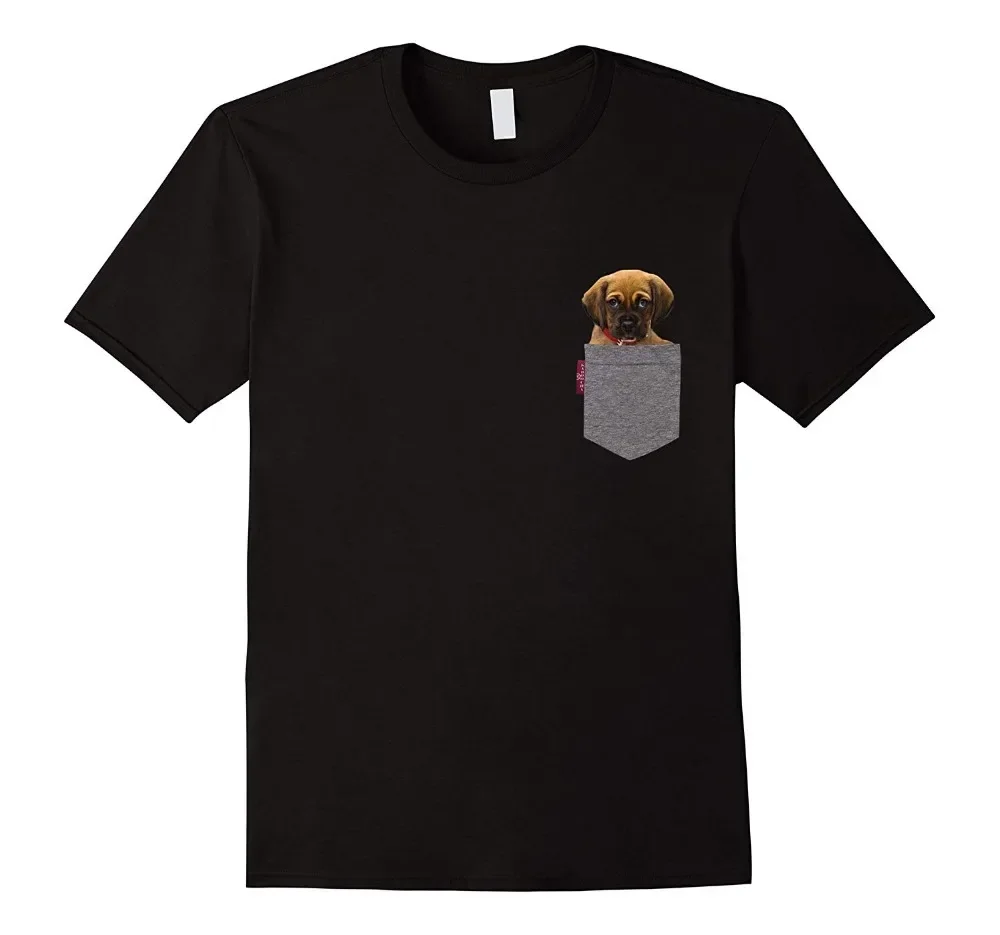 Camiseta divertida de diseñador para hombre, camiseta divertida con diseño de Puggle en un bolsillo, Beagle, Pug, cachorro, moda de verano 2019, Hip Pop
