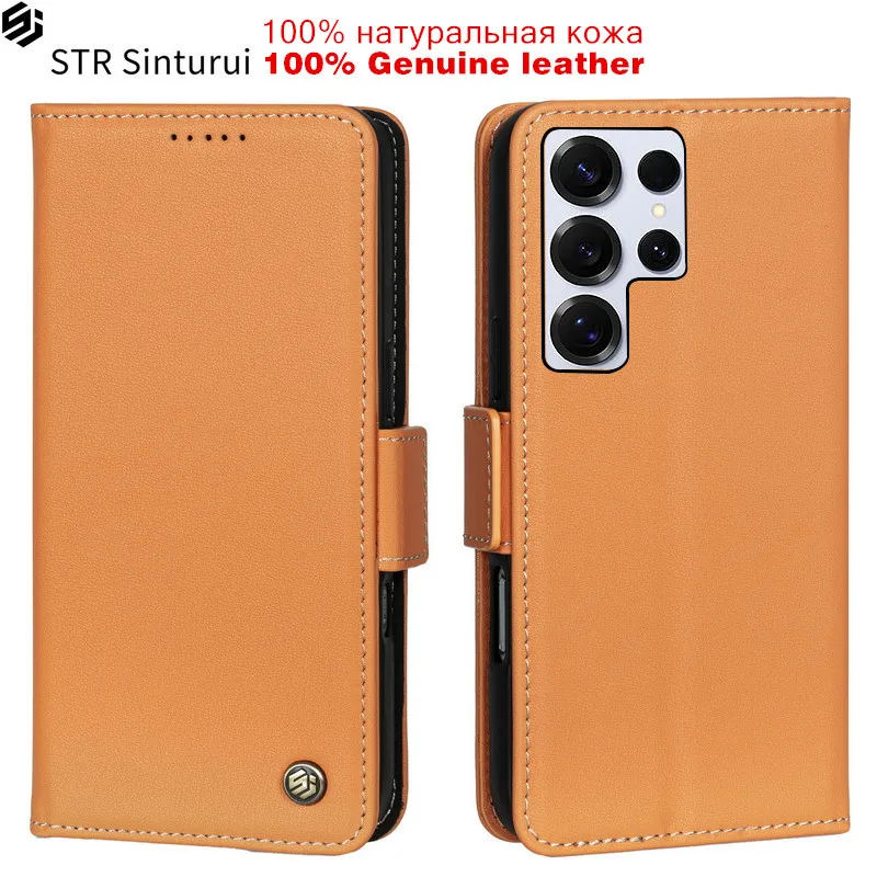 

Genuine Nappa leather card Slot Wallet Cover For Samsung Galaxy S24 S23 S22 Ultra S24+ S23+ S22+ FE Flip shockproof phone Case