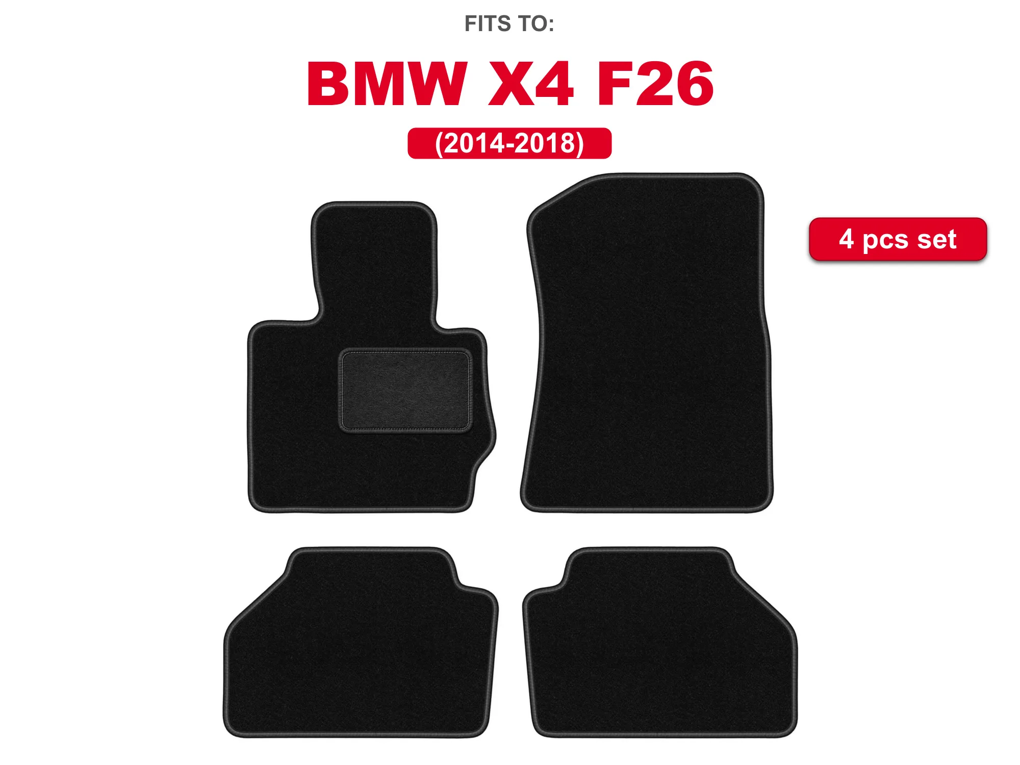Image of Auto-Veloursteppiche für: BMW X3 F25 2010-2017 SUV, schwarzes Auto-Fußmattenset